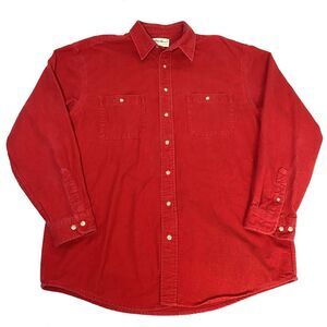 Vintage Eddie Bauer Flannel Shirt Mens Large Tall LT Red Outdoors Heavy